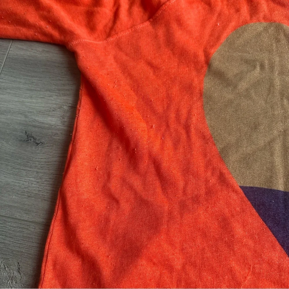 Sundry orange/navy/tan heart long sleeve top - size 1 (size 4-6/small)
